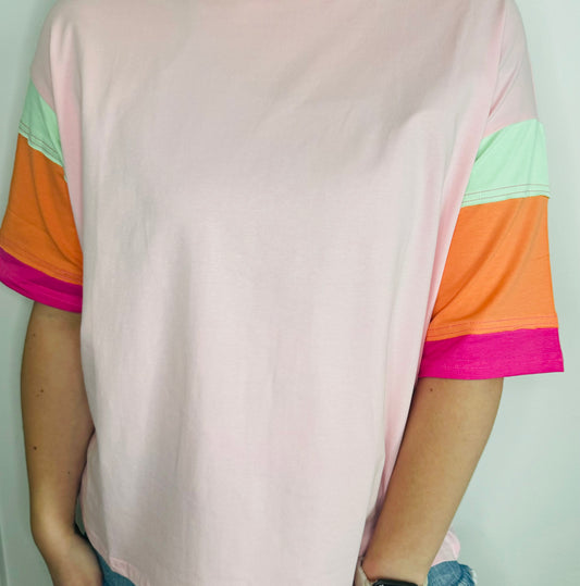 Cayleigh Half Sleeve Colorblock Top